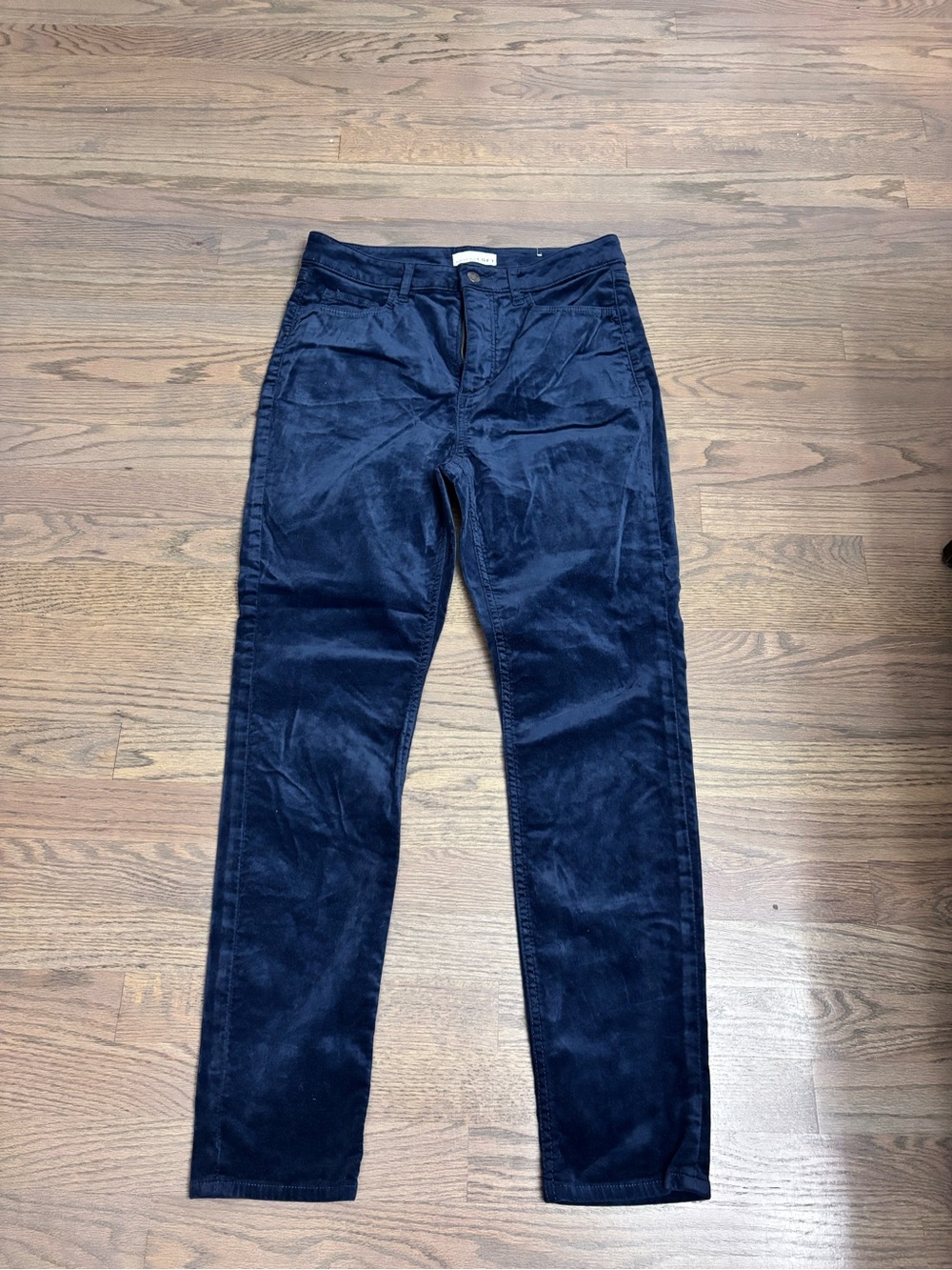 LOFT Navy Straight-Leg Navy Blue Velvet Pants